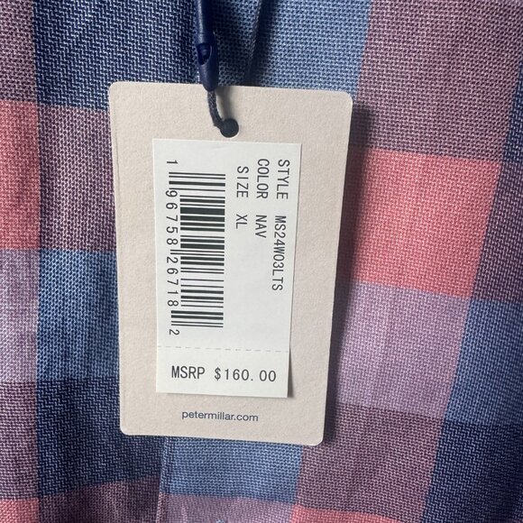 Peter Millar Boothbay Summer Soft Cotton Button Front Plaid Shirt Size XL NWT - Picture 7 of 13